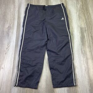 VINTAGE Adidas Track Pants Womens XL Gray Striped Embroidered Gym Run Loose